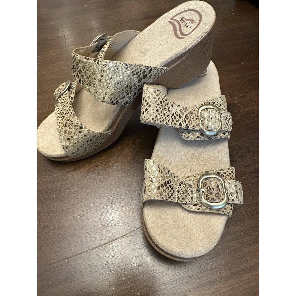 Women's DANSKO Sophie Beige 2-Strap Block Heel Sandals size 41 10.5-11